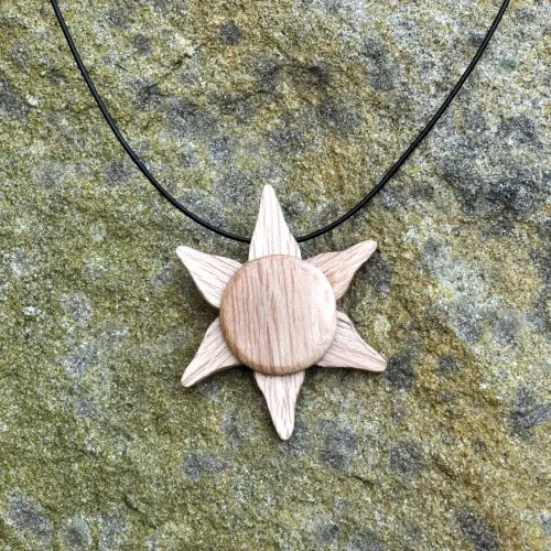 Six Pointed Star Forest Oak Pendant