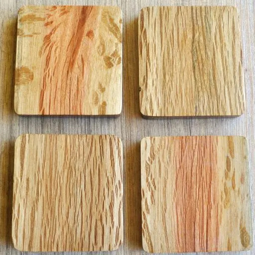 Forest Oak coasters showing the grain