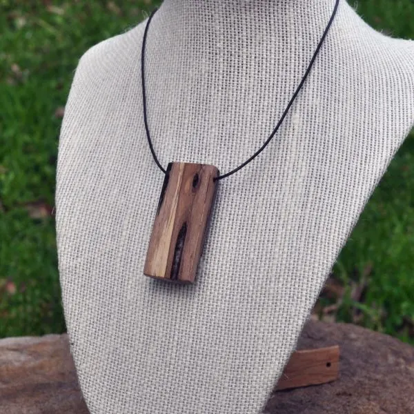 Chunky Block Wood Pendant
