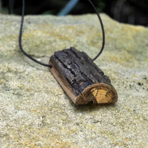 Chunky block pendant end grain bark side up