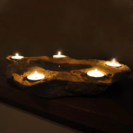 Sandstone tealight candle bowl